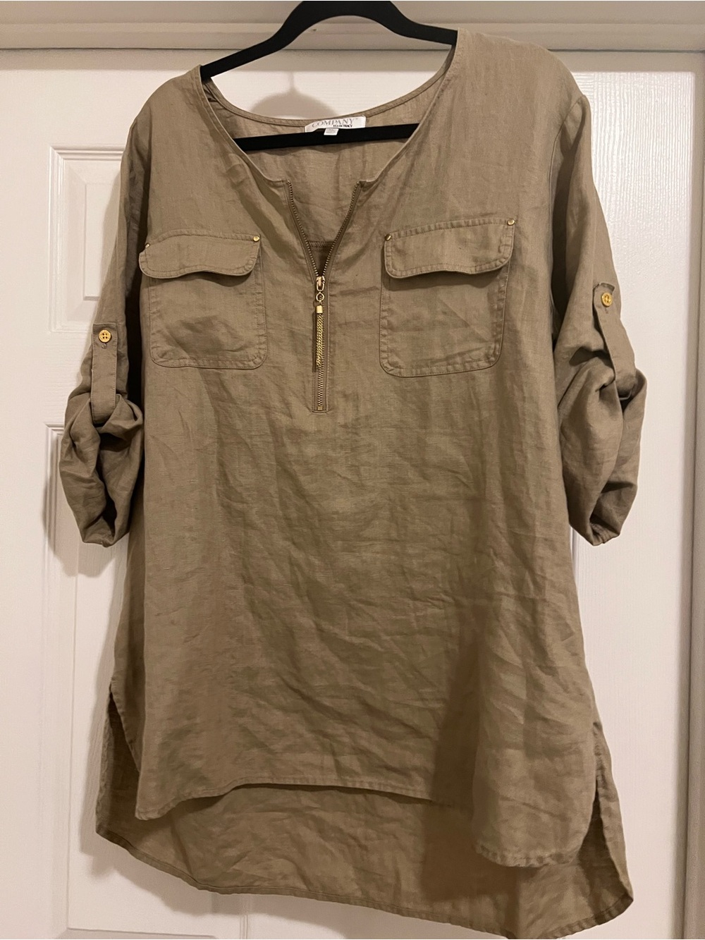 100% Linen Tan Tunic - Ellen Tracy